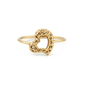 Anillo corazón calado en oro 14k