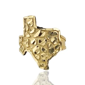 Anillo mapa de Texas facetado en oro 14k