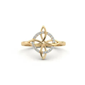 Anillo nudo celta con incrustaciones en oro 14k