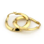 Aretes Aros Gruesos en Oro Sólido de 14K – Diseño Curvo Pulido