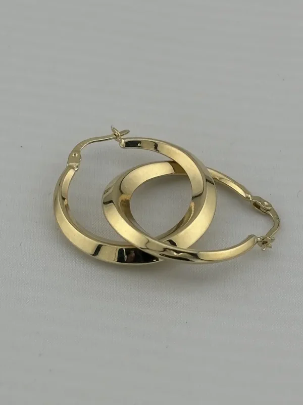 Aretes Aros Gruesos en Oro Sólido de 14K – Diseño Curvo Pulido | Joyamex