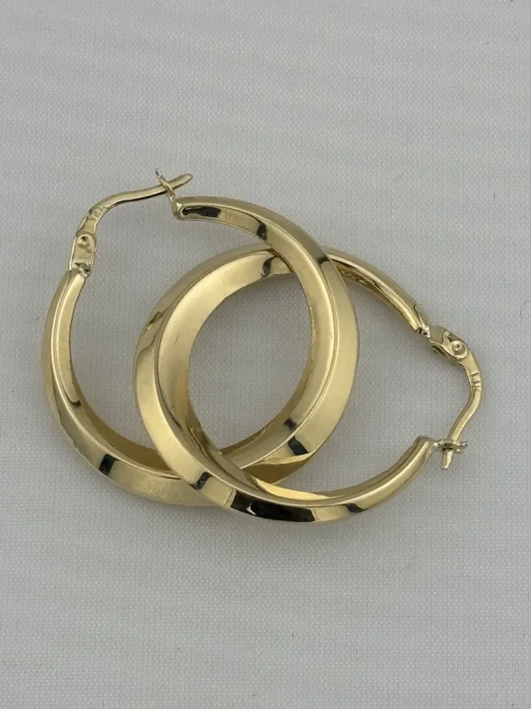 Aretes Aros Gruesos en Oro Sólido de 14K – Diseño Curvo Pulido | Joyamex - Image 2