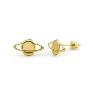 Aretes Saturno en oro 14k