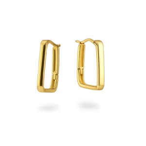 Aretes rectangulares de oro – Diseño moderno minimalista
