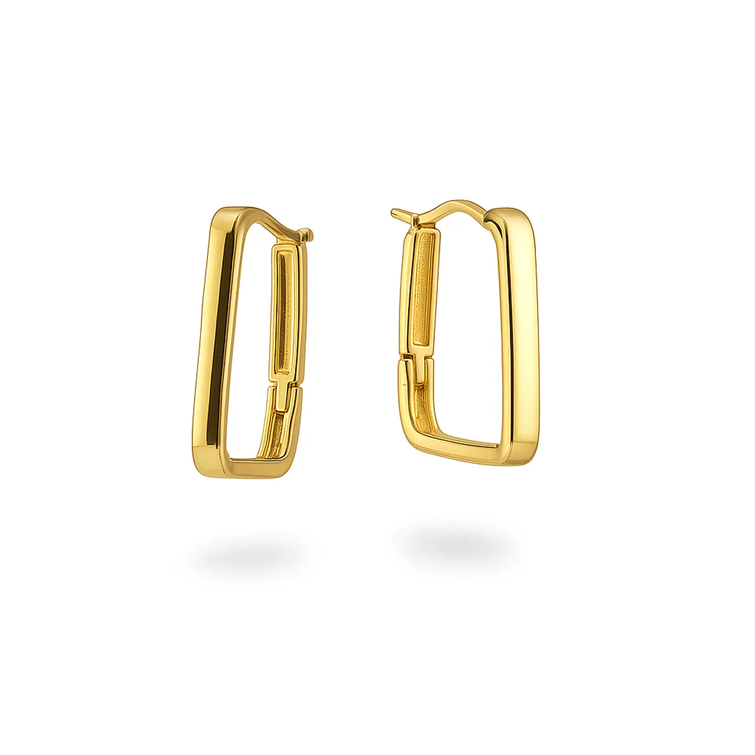 Aretes rectangulares de oro – Diseño moderno minimalista