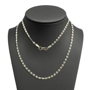 Cadena de Eslabones Planos Acabado Dorado y Blanco Estilo Cubano – Oro 14k