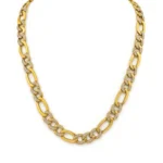 Cadena de Eslabones Planos en Acabado Dorado y Blanco – Estilo Cubano