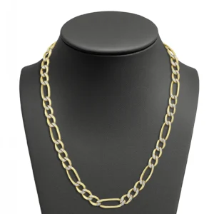 Cadena de Eslabones Planos en Acabado Dorado y Blanco – Estilo Cubano