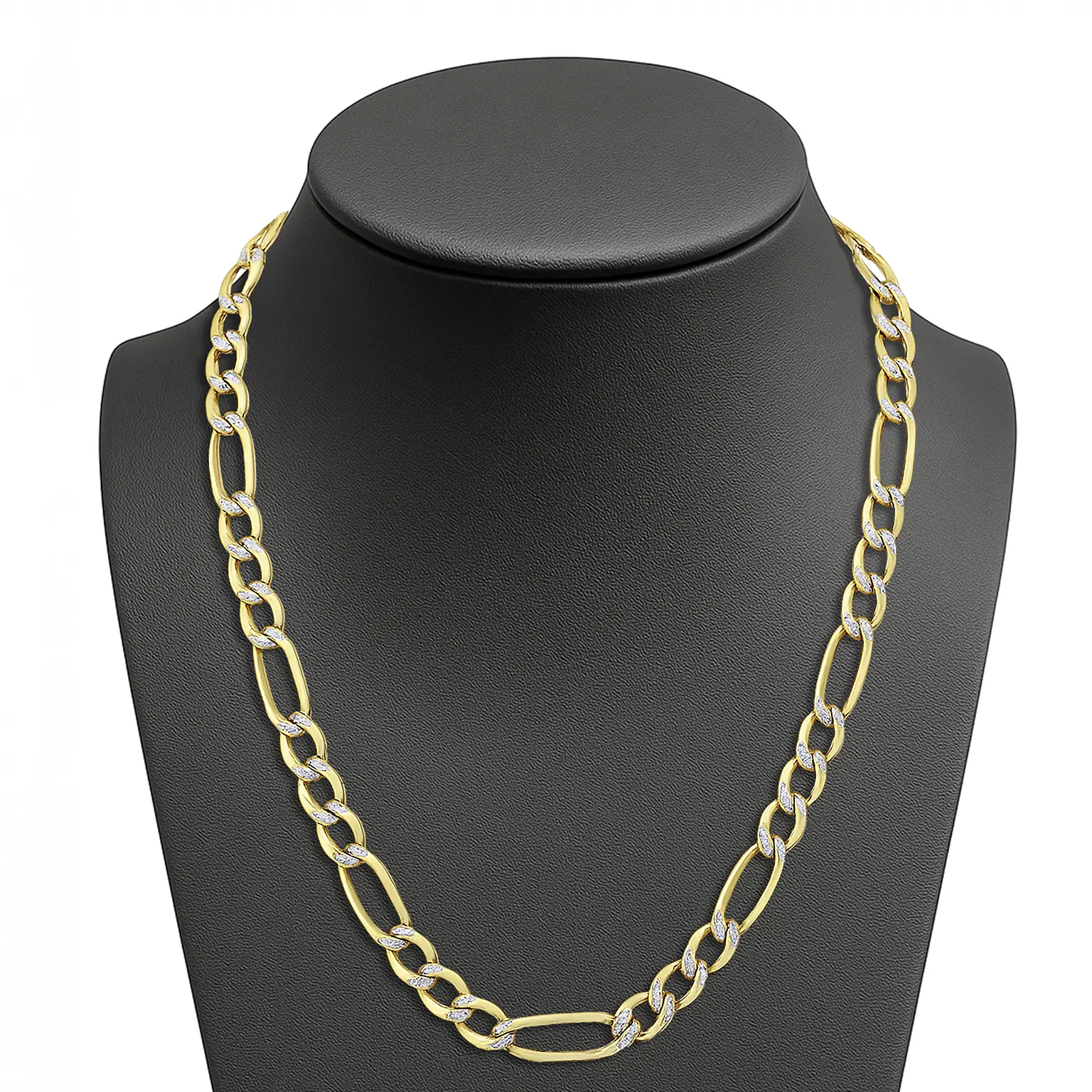 Cadena de Eslabones Planos en Acabado Dorado y Blanco – Estilo Cubano