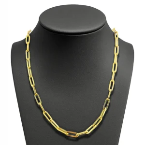 Cadena tipo papel clip en oro 14k