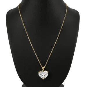Collar con Dije de Corazón y Piedra Brillante con Oro