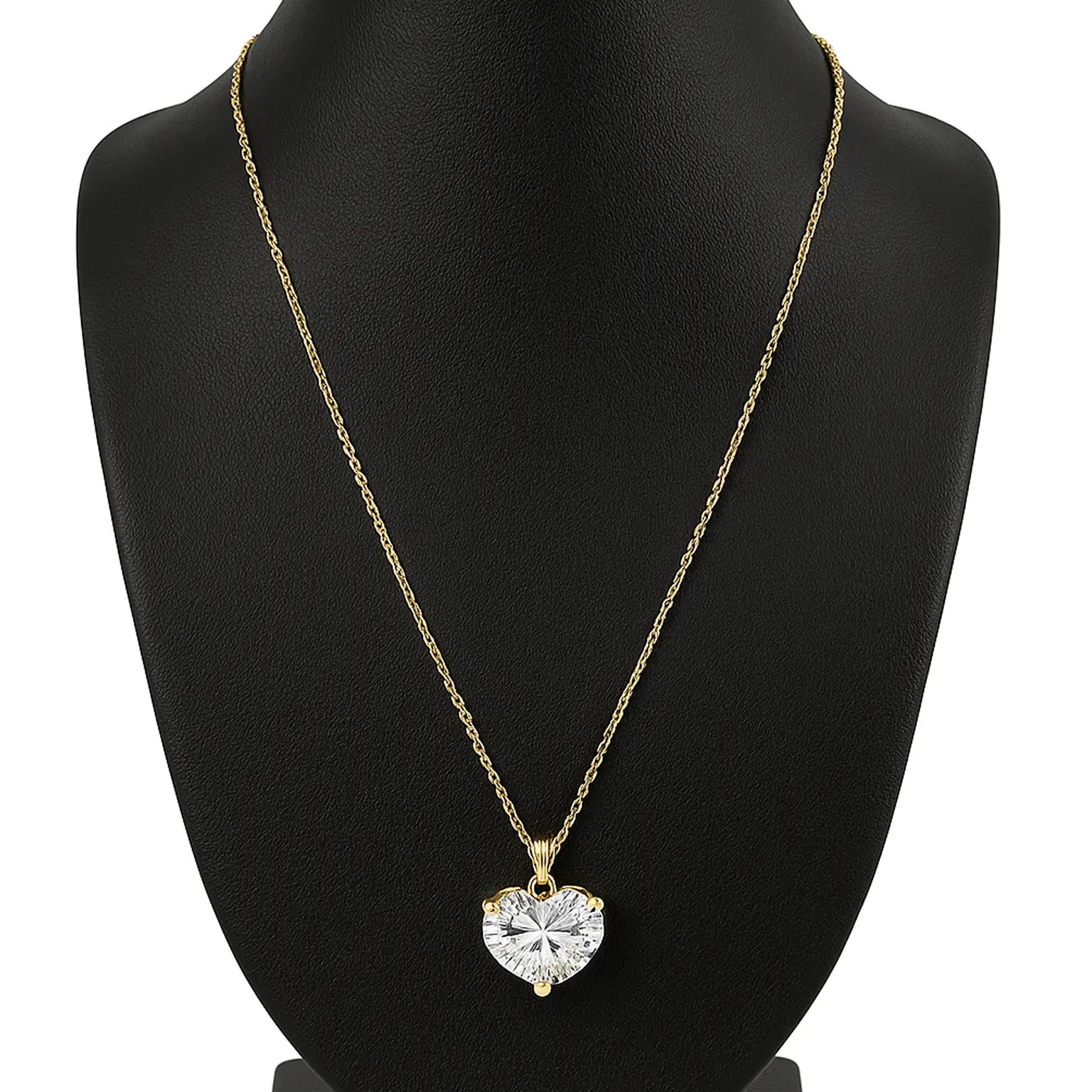 Collar con Dije de Corazón y Piedra Brillante con Oro