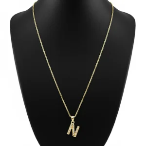 Collar con Inicial N en Oro Sólido de 14K