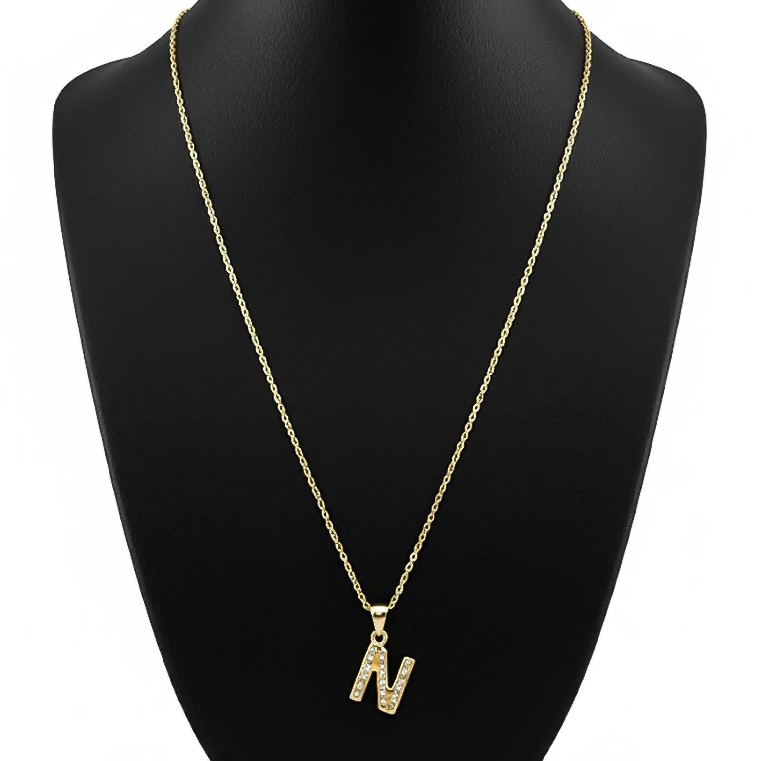 Collar con Inicial N en Oro Sólido de 14K