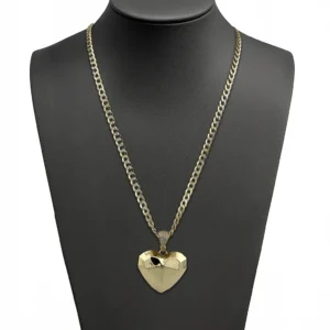 Collar con dije de corazón facetado en oro 14k
