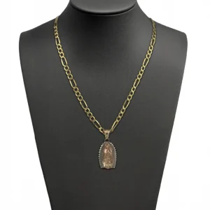Collar con dije de la Virgen de Guadalupe en oro 14k