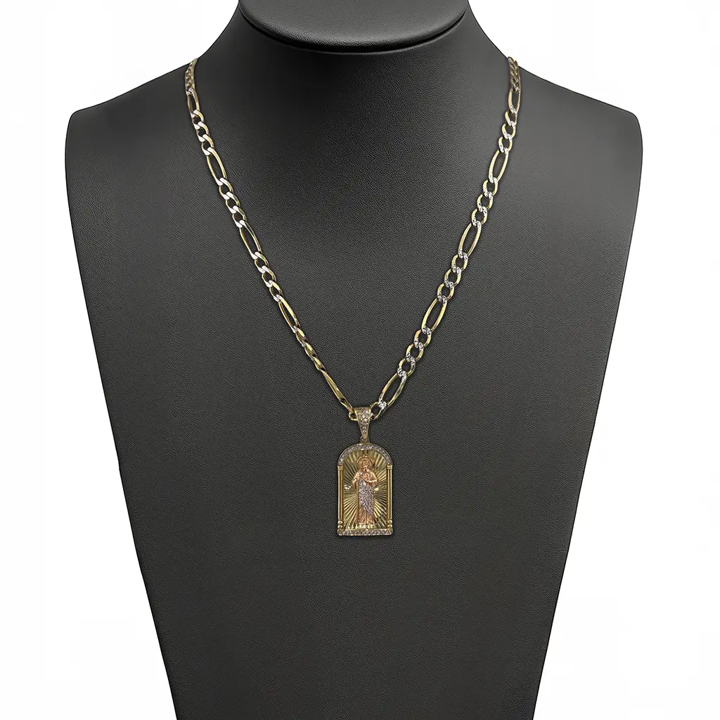 Collar con dije del Divino Rostro en oro 14k