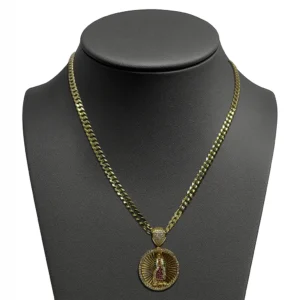Collar con medalla Virgen de Guadalupe en oro 14k