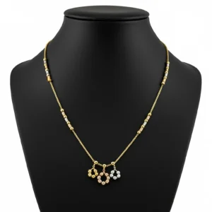 Collar de Oro con Dije de Aros Tricolor