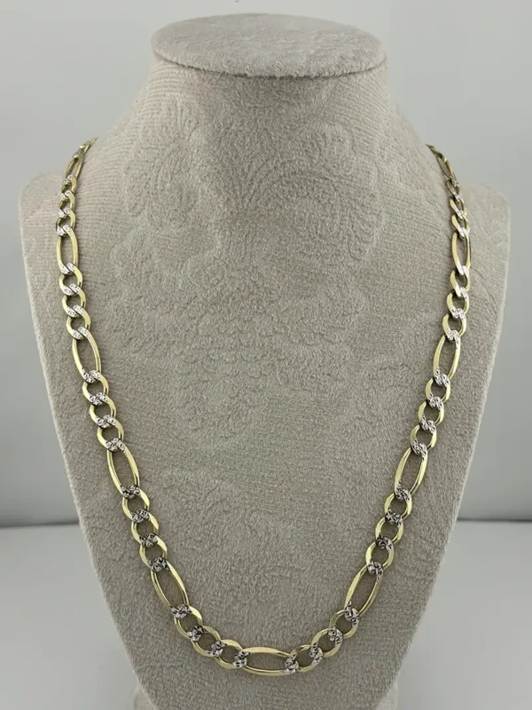 Cadena de Eslabones Planos en Acabado Dorado y Blanco – Estilo Cubano | Joyamex - Image 2