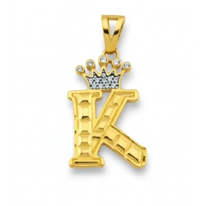 Dije Letra K con Corona en Oro 14k – Diseño Real y Brillante