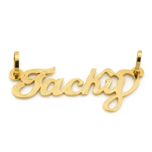 Dije Personalizado con Nombre en Oro Jacky – Estilo Cursiva Elegante