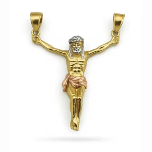 Dije de Cristo en Oro Tricolor 14k - Fe y Devoción en una Joya