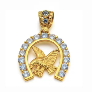 Dije de Herradura con Águila en Oro 10k y Circonias - Protección y Poder 2