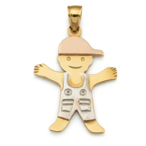 Dije de Oro en Forma de Niño con Gorra y Overol