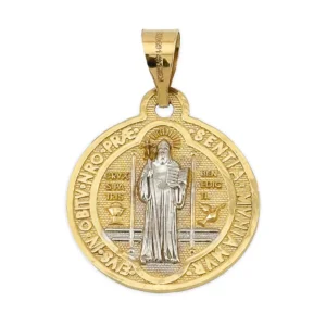 Dije de San Benito en oro 14k