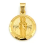 Dije de San Judas Tadeo – Medalla Redonda con Fondo de Rayos de Oro