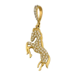 Dije de caballo con circonias en oro 14k