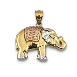 Dije de elefante en oro tricolor 14k
