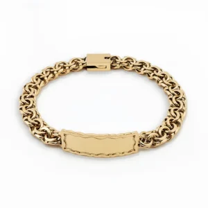 Esclava de oro 14k con placa personalizable y tejido trenzado