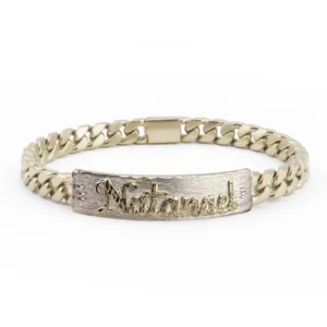 Esclava personalizada con nombre Natanael en oro 14k