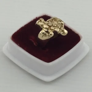 Anillo estilo mapa de Texas, tipo Nugget, hecho a amano en oro 14kilates