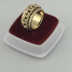 anillo giratorio tejido chino de oro autentico 14k| anti estrés