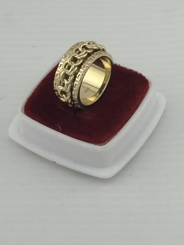 anillo giratorio tejido chino de oro autentico 14k| anti estrés