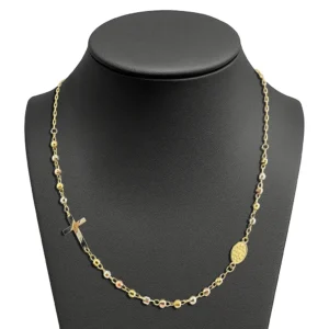 Rosario tipo gargantilla en oro tricolor 10k