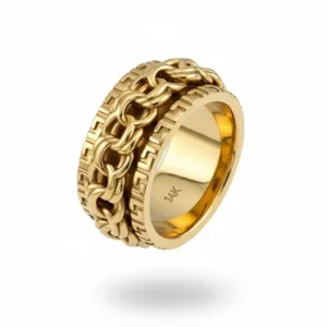 anillo giratorio tejido chino de oro autentico 14k